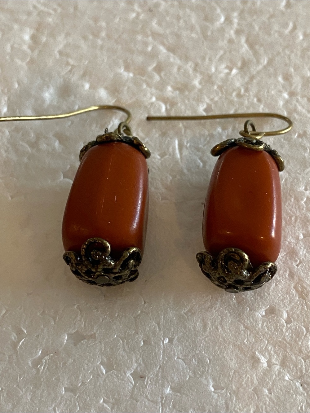 Reddish Orange Dangle Earrings